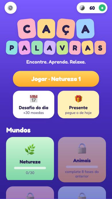 Tela 1 de Caça Palavras