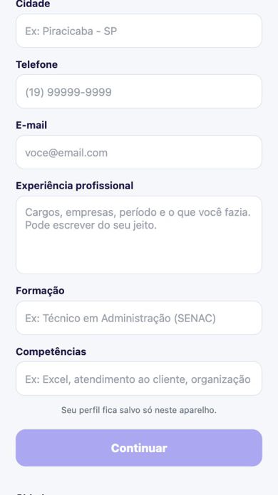 Tela 2 de CurrículoAI
