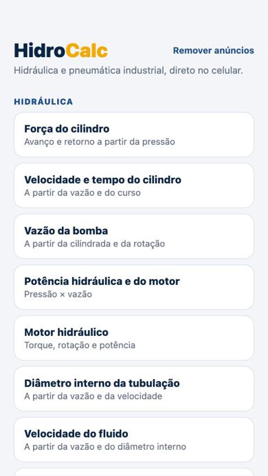 Tela 1 de HidroCalc