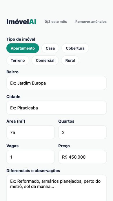 Tela 1 de ImóvelAI