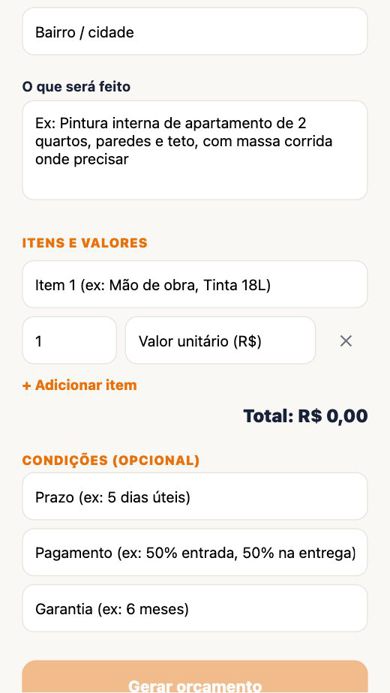Tela 2 de OrçamentoAI