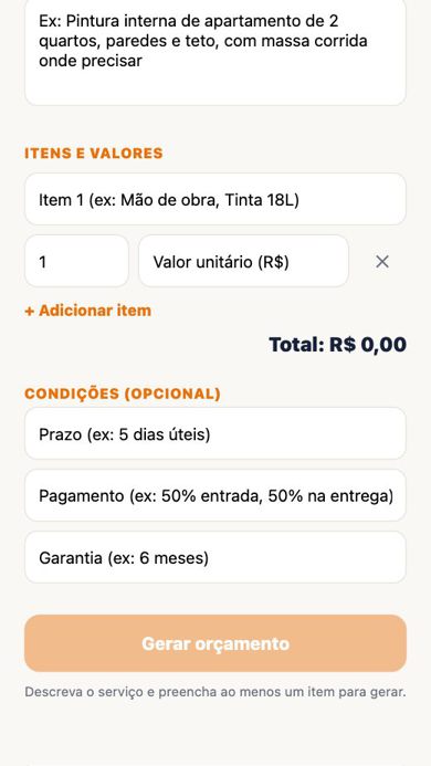 Tela 3 de OrçamentoAI
